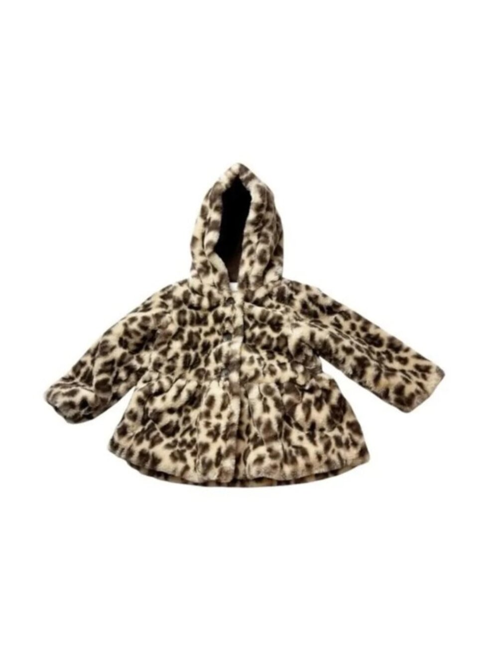 First impressions Toddler Girls Brown Leopard Print Faux Fur Cozy Warm Coat 2T